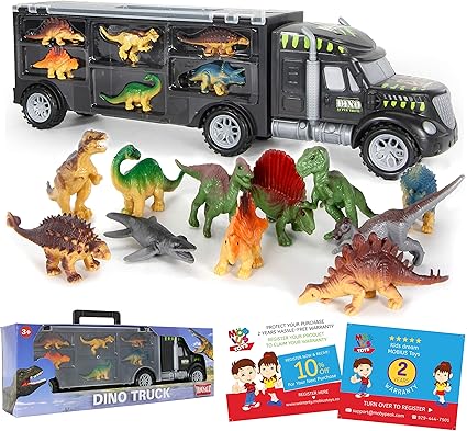 Amazon.com: Dinosaurio Truck Carrier – Juego de 12 dinosaurios de juguete con un mundo de dinosaurios – Juego de dinosaurios para niños con más dinosaurios – Monster Trucks para niños y niñas