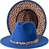 Gossifan Women Two Tone Wide Brim Fedora Felt Panama Hats Classic Belt Buckle