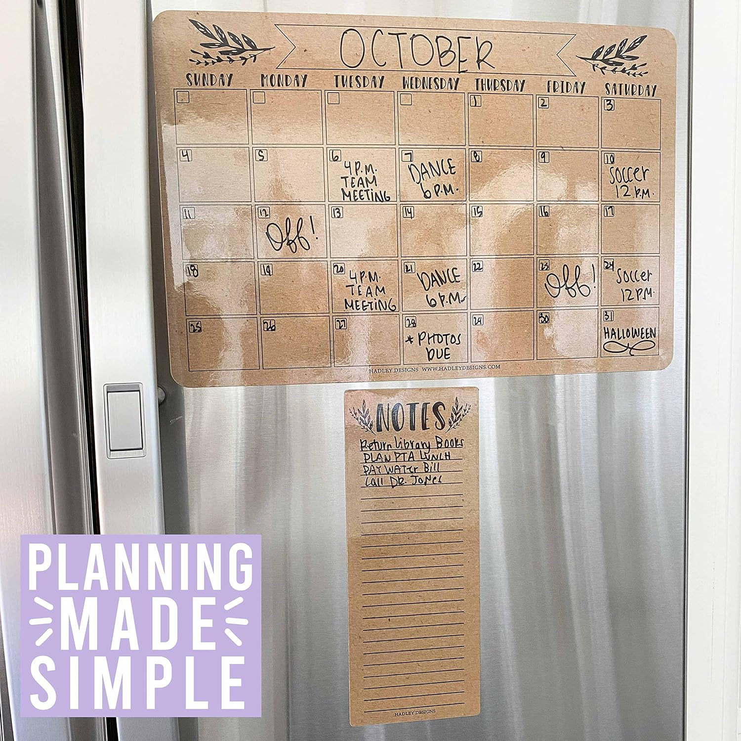 Magnetic Fridge Calendar Dry Erase Magnetic Calendar for Refrigerator - Rustic Magnetic Dry Erase Calendar for Fridge, White Board Calendar for Wall, Dry Erase Board Calendar, Magnetic Notepad : Office Products