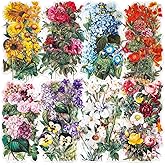 Knaid 100 Pieces Vintage Flower Stickers Set - Big 3.4