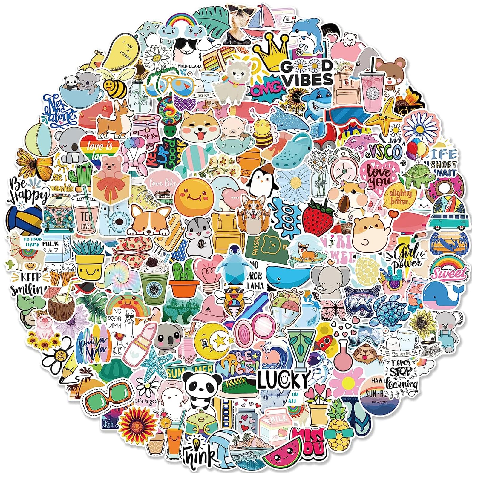 Photo 1 of Bekayshad Stickers for Water Bottles, 200 Pack/PCS Hydroflask Cute Vinyl Vsco Aesthetic Waterproof Stickers for Laptop Skateboard Computer Phone for Kids Teens Girls
