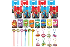 LaVenty Hero Party Favors Mini Spiral Notepads Hero Pens Gift Bags Button Pin Badges for Gift Bag Fillers Party Carnival Priz