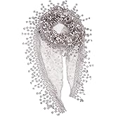 YOUR SMILE Lightweight Soft Leaf Lace Fringes Triangular Floral Fashion Towel Scarf Wrap for Women