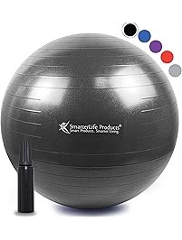 Exercise Ball for Yoga, Balance, Stability from SmarterLife - Fitness, Pilates, Birthing, Therapy, Office Ball Chair, Classroom Flexible Seating | Anti Burst, Non Slip | + Workout Guide