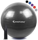 Exercise Ball for Yoga, Balance, Stability from SmarterLife - Fitness, Pilates, Birthing, Therapy, Office Ball Chair and Flexible Seating | Anti Burst, Non Slip | + Workout Ball Guide