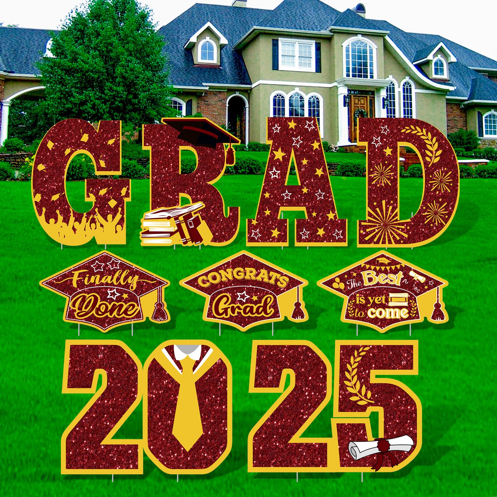 Yalikop Graduation Yard Sign Decorations Class of 2025 Grad Lawn Signs ...