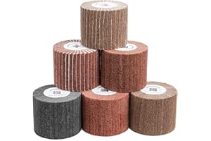 CXRCY 6 Pcs Non-Woven Wire Drawing Flap Wheel for Polishing Burnishing Wheels, 120x100mm 240/240SP/320/320SP/400/600 Grit for Stainless Steel, Copper and Surface Conditioning Wheel