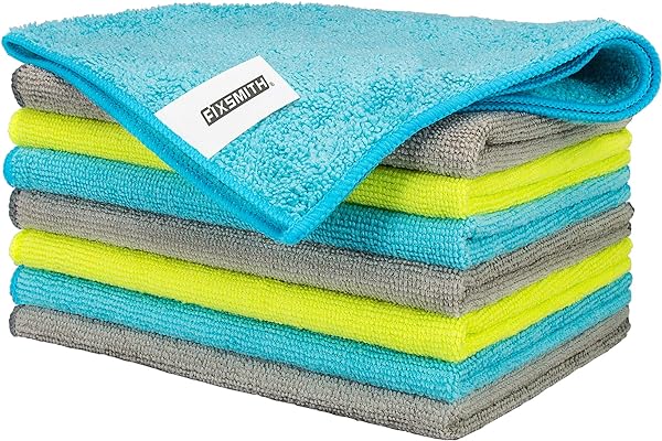 FIXSMITH Microfiber Cleaning Cloth - Pack of 8, Size: 12 x 16 in, Multi-Functional Cleaning Towels, Highly Absorbent Cleaning