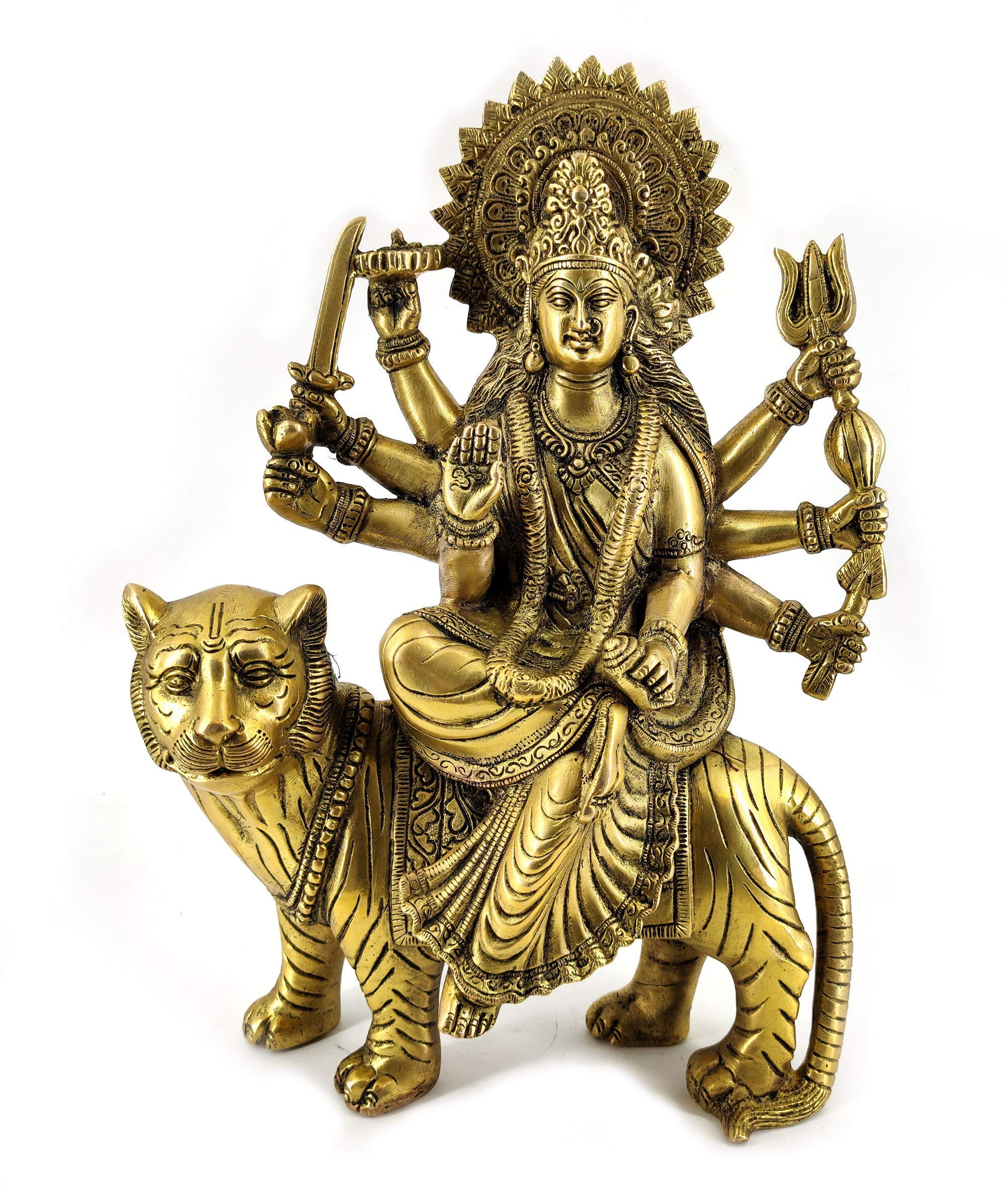 Whitewhale White Whale Maa Durga/Sherawali Brass Statue Religious Goddess Sculpture Idol