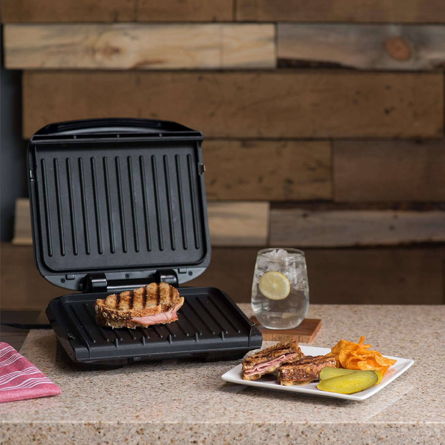 George Foreman 4-Serving Removable Plate Grill and Panini Press, Black, GRP1060B: Kitchen & Dining