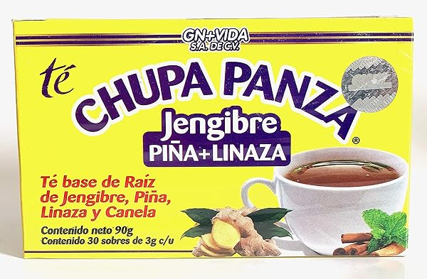 TEA CHUPA PANZA, TEA BASED ONGINGER ROOT, PINNEAPPLE, FLAXSEED & CINNAMON (30 TEA BAGS/0.10 OZ EACH)