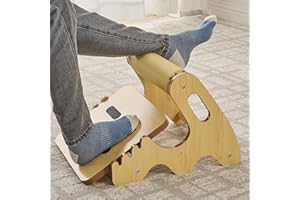 SPACOCLD Foot Rest for Under Desk at Work- Adjustable Rocking Foot Stool with 3 Height Positions and Soft Crossbar, Ergonomic Wooden Footrest with Anti-Slip Surface for Home, Office