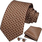 HISDERN Mens Tie Set Classic Woven Ties and Pocket Square Cufflinks Set Formal Business Wedding Neckties Handkerchief