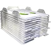 EZSTAX File Organizers - Letter Size, Stackable Trays for Desk - for Office Files, Mail, Documents - 12 Pack, Clear