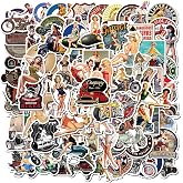 100pcs Sexy Pinup Girl Stickers, Retro Motorcycle Girl Stickers Pack for Adults, Waterproof Vintage Stickers Decals for Water Bottle Laptop Skateboard Bicycle Trolley Case