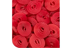 CRAZYOUTLET Broadway Wheels - 2 Pound Bulk Bag - Strawberry Licorice Candy - Red Licorice Wheels - Old Fashioned Candy - Chewy and Fruity Nostalgic Strawberry Rolls