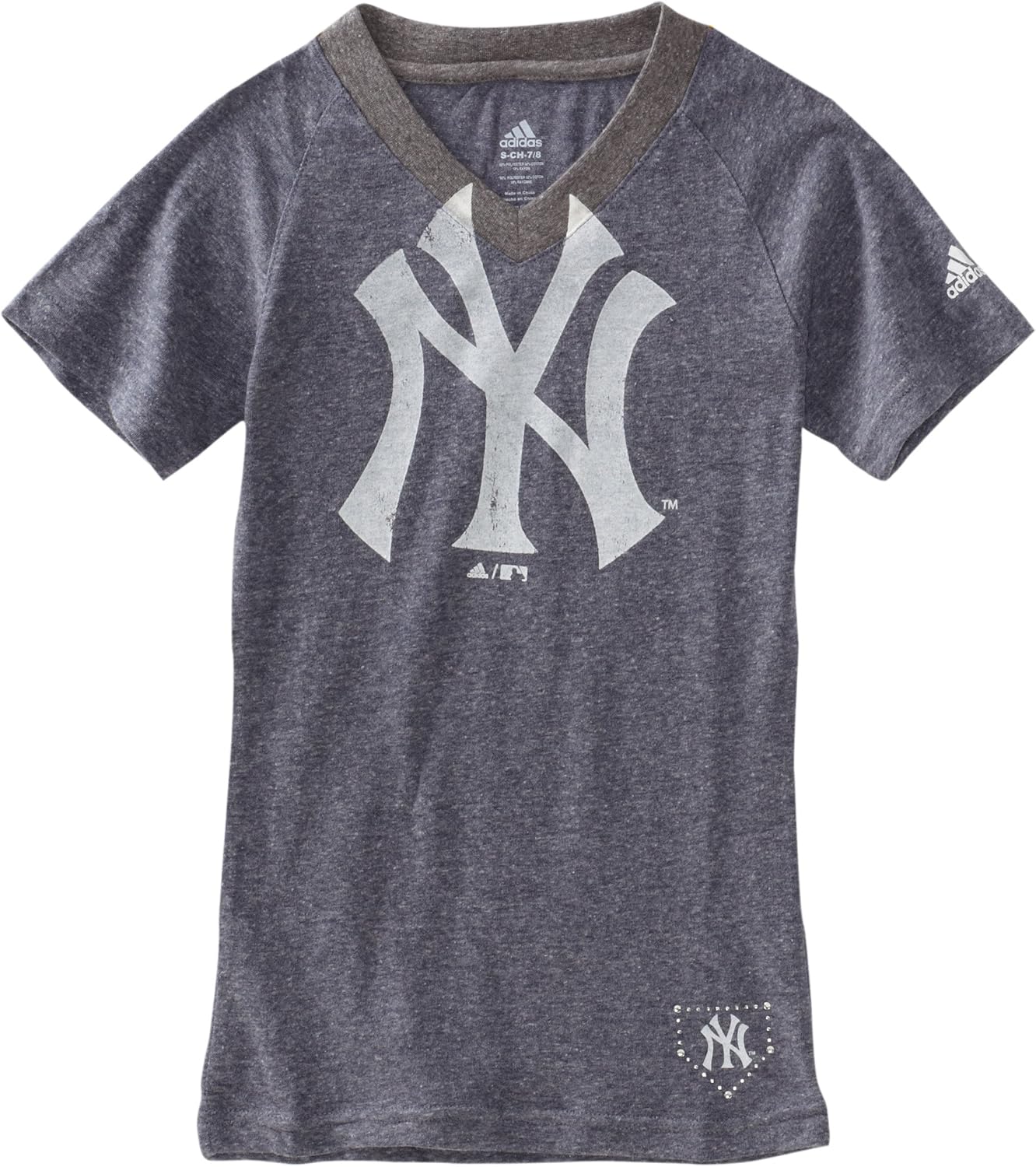 MLB Girls New York Yankees VNeck S/S Triblend Tee