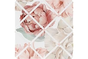 Sweet Jojo Designs Blush Pink Boho Shabby Chic Floral Girl Fabric Memory Memo Photo Bulletin Board Off White Ivory Bohemian Vintage Garden Watercolor Flower Nature Elegant Colorful Pastel Dusty Rose