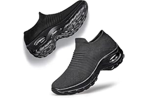 YHOON Women's Walking Shoes - Sock Sneakers Slip on Mesh Platform Air Cushion Athletic Shoes Work Nurse Comfortable