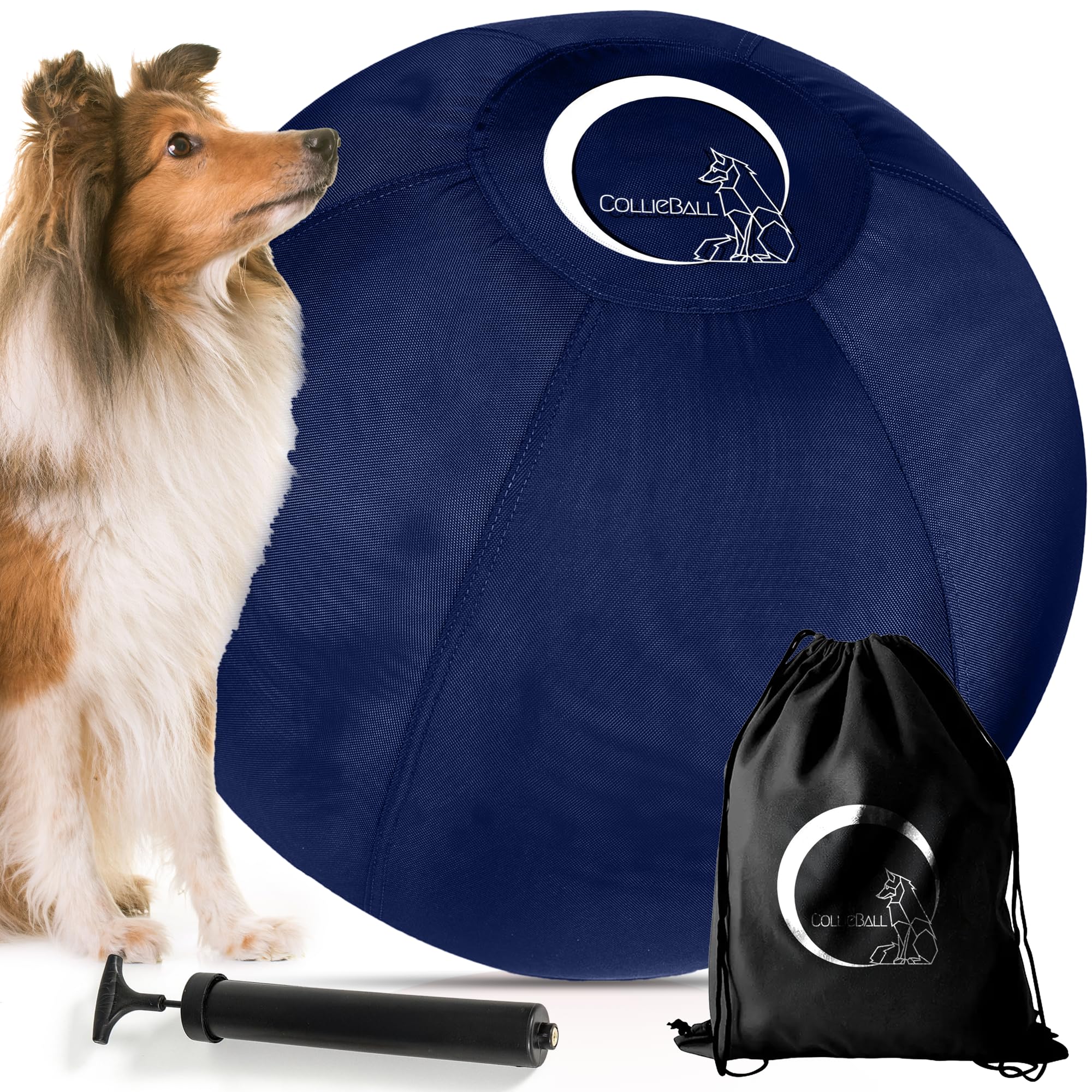 Photo 1 of CollieBall - Herding Ball for Dogs 30? Navy – Inflatable, Anti-Burst, Dog Herding Ball for Australian Shepherds, Corgis, Collies, and Cattle Dogs, Durable Quality Dog Gift for Large Dogs