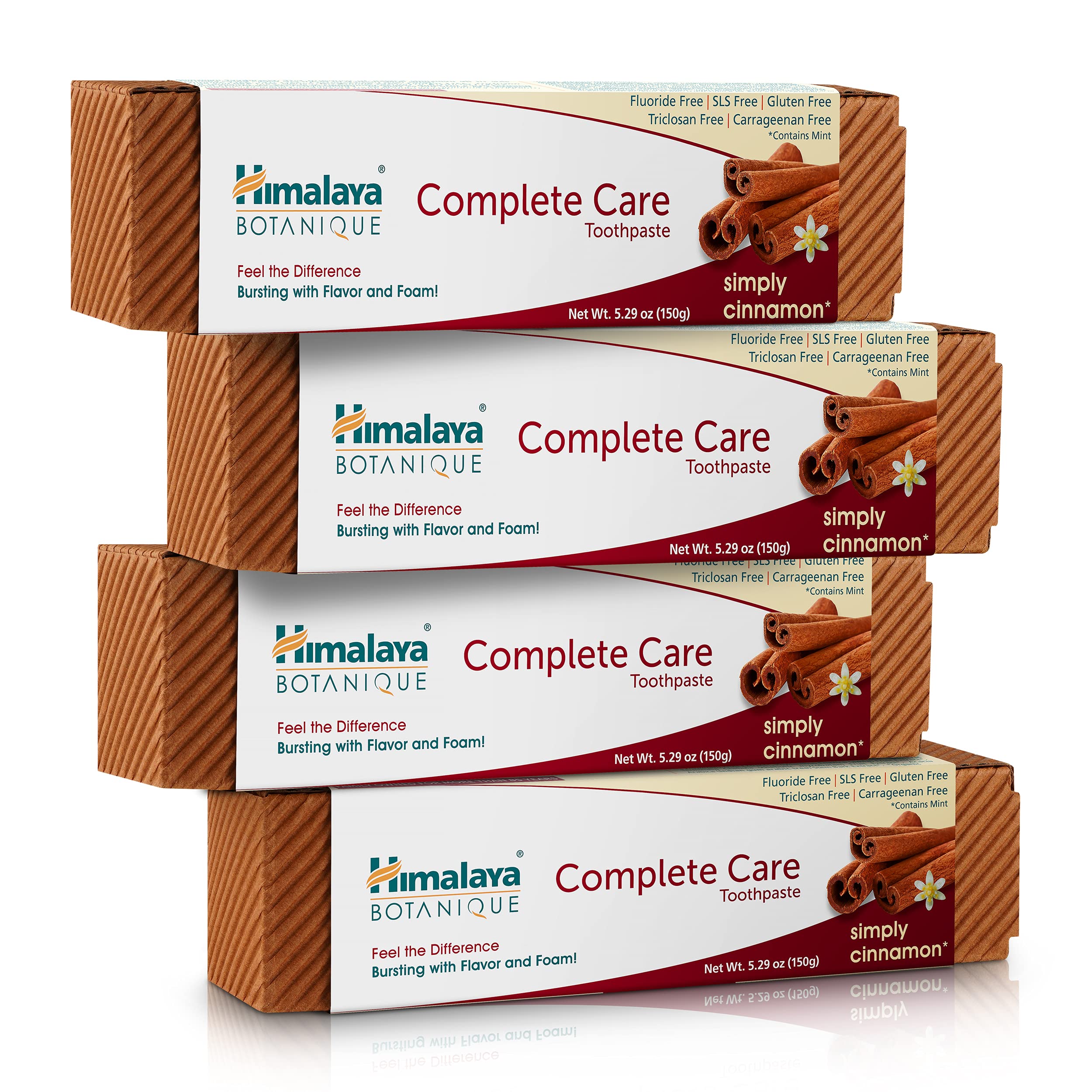 Himalaya Botanique Complete Care Toothpaste with Natural Cinnamon and Mint | Gives Freshness and a Cooling Effect| Herbal Extracts Makes Teeth Whiter- 150g (Pack of 4)