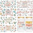 UV DTF Cup Wrap - 8 Sheets Boho Bible UV Transfer Sticker for 16 OZ Glass, Boho Retro Style, Inspirational Quotes, Bible Verse, Flower Plant, Christian Gifts, Waterproof Rub on Transfer
