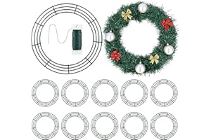 Fovths 12 Pieces Metal Christmas Wire Wreath Frame 18 Inch Green Wreath Ring with Floral Wire Form Front Door Garland Frame for Christmas Wedding Home DIY Crafts Supplies