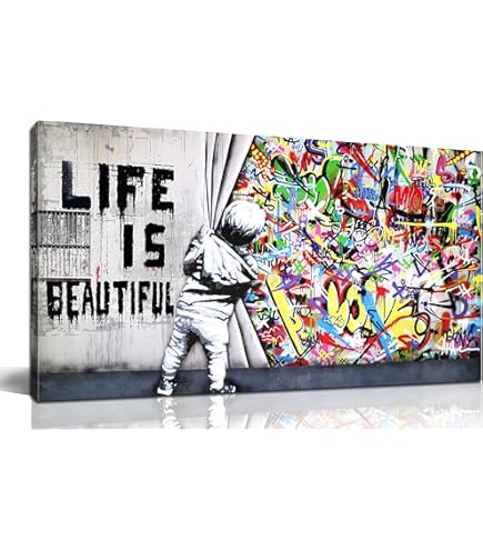Amazon.com: Exposed Kids Banksy Dismaland Canvas Wall Art Picture