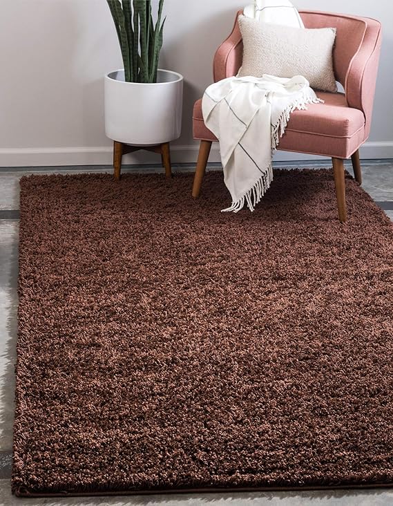 BRAVICH RugMasters SMALL CHOCOLATE BROWN Shaggy Rug 5 cm Thick Shag