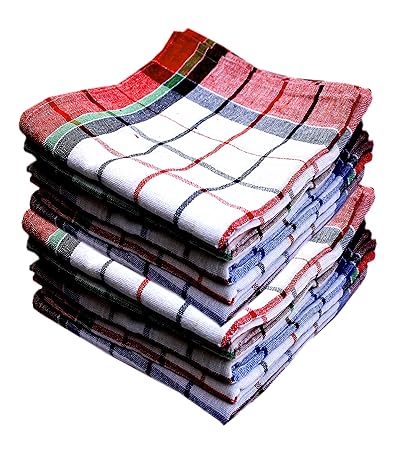 Space Fly Highly Absorbent 100% Cotton Multipurpose Kitchen, Chapatis Napkin And Cleaning,20X20Inch,(10 Pieces_Multi Color Striped)