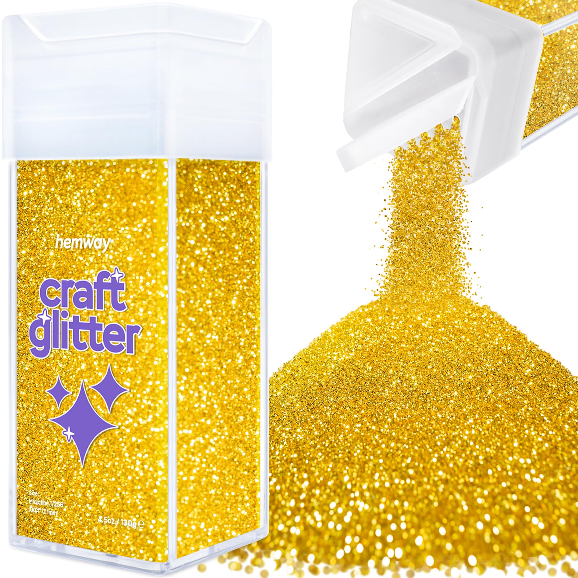 Hemway Glitter Shaker Gold 110g Microfine, Craft Glitter Shaker for Resin & Epoxy Crafts, Christmas Art Supplies, Nail, Body, Face, Eye, Festival, Crafting, Slime, Sparkle