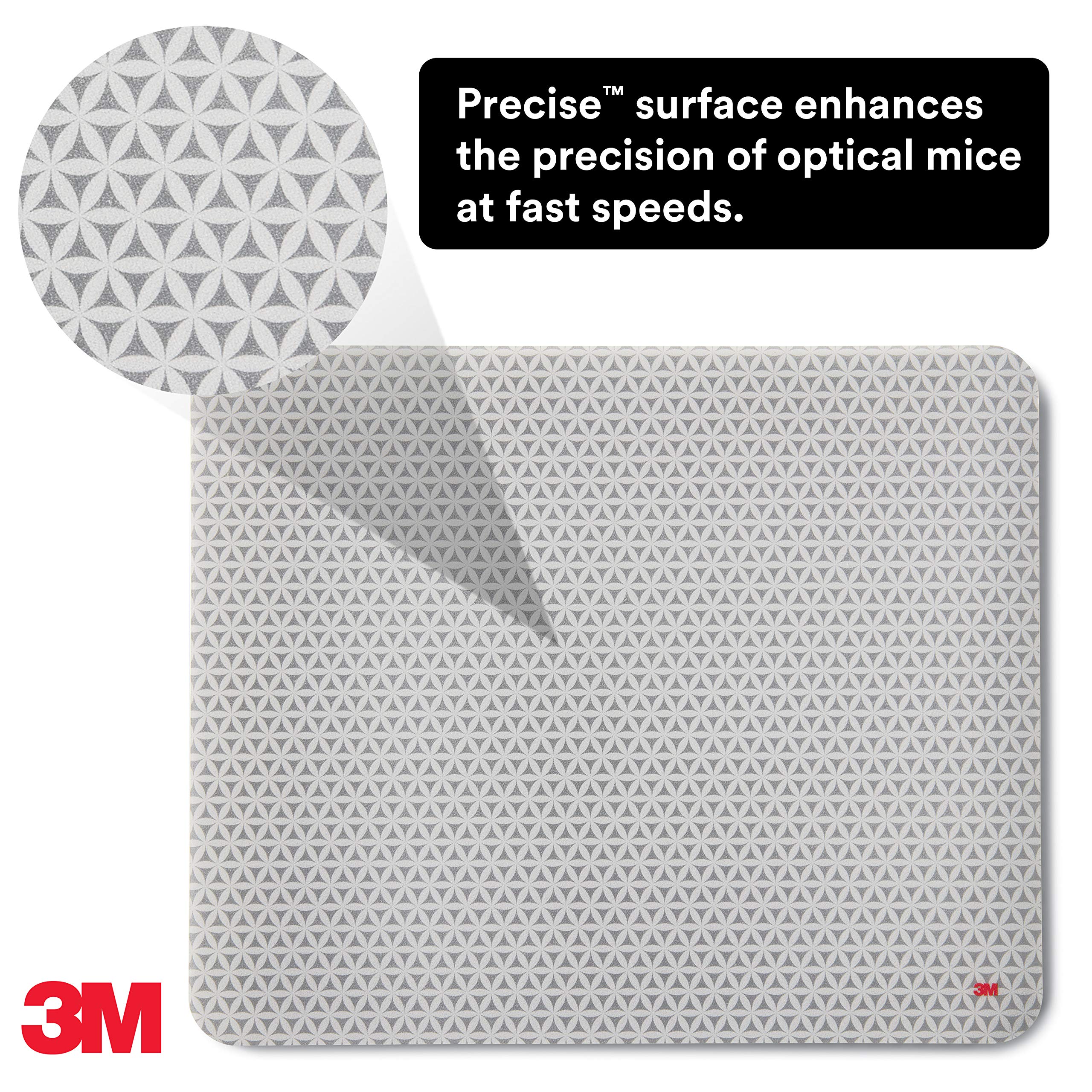 3M Precise Mouse Pad with Repositionable Adhesive Backing and Battery