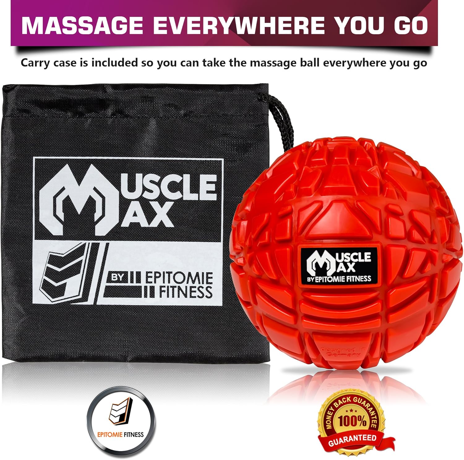 Muscle Max Massage Ball - Therapy Ball for Trigger Point Massage - Deep Tissue Massager for Myofascial Release - Mobility Ball for Exercise & Recovery: Health & Personal Care
