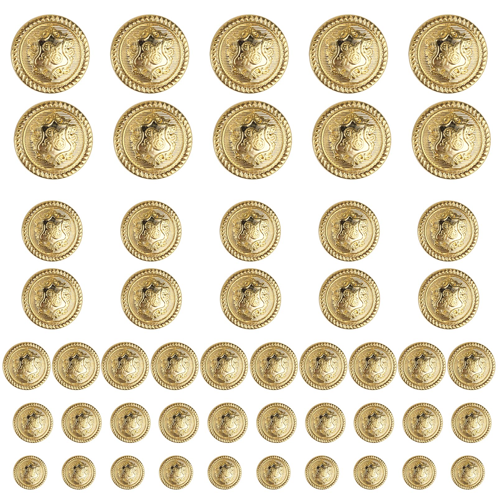 50 Pcs Decorative Buttons, Blazer Vintage Engraved Replacement Buttons Bronze Round Fashion Decorative Buttons for Men Women Blazer Suits Coat Uniform and Jacket 12.5mm 15mm 18mm 21mm 25mm
