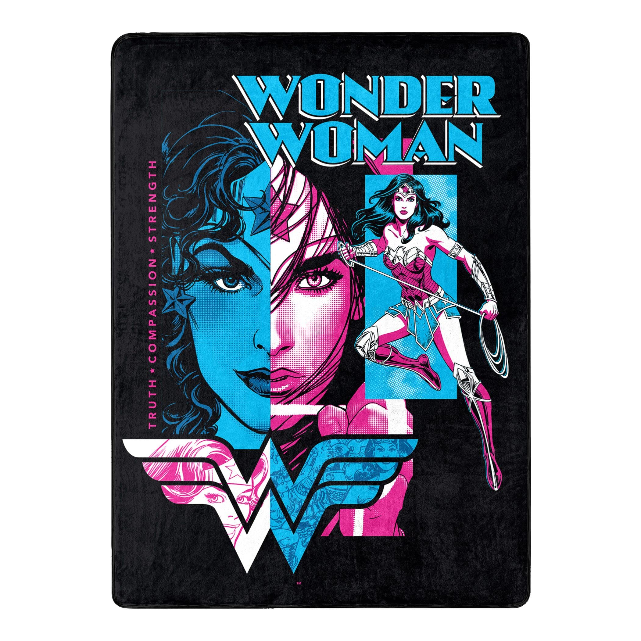 Northwest Throw Blanket, Polyester, Wonder Woman Truth Compassion Strength, 46" x, 60"