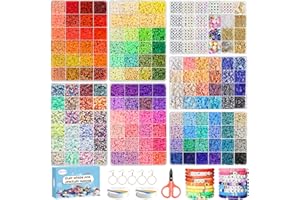 Redtwo 23000 Pcs Clay Beads Bracelet Making Kit, 144 Colors 7 Boxes Friendship Bracelet Kit Flat Polymer Heishi Beads for Jew