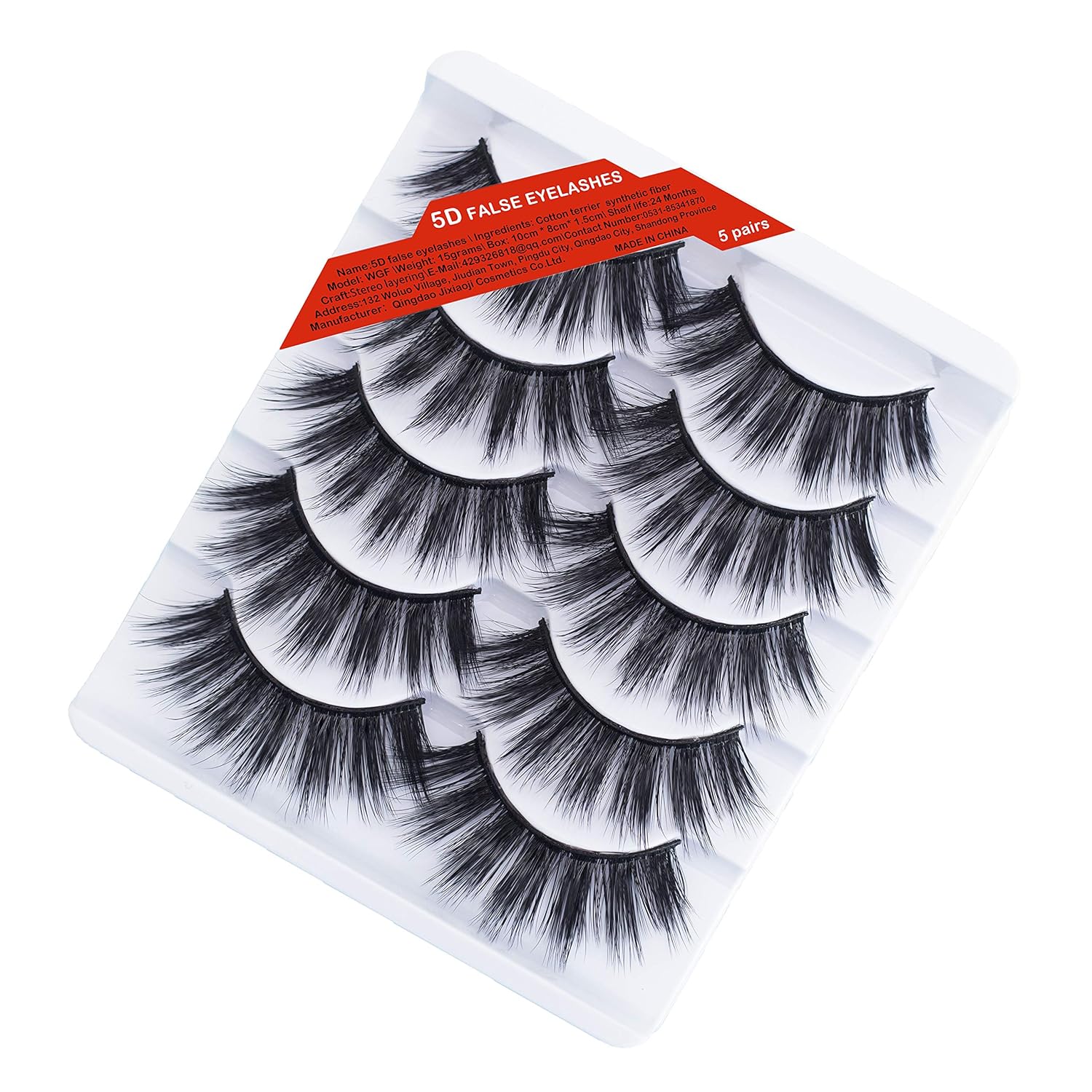 3D false eyelashes, 5D faux mink lashes, dramatic eyelashes thick cross, naturally fluffy, soft and delicate,faux mink eyelashes reusable, 5 pairs mixed (black-W45)