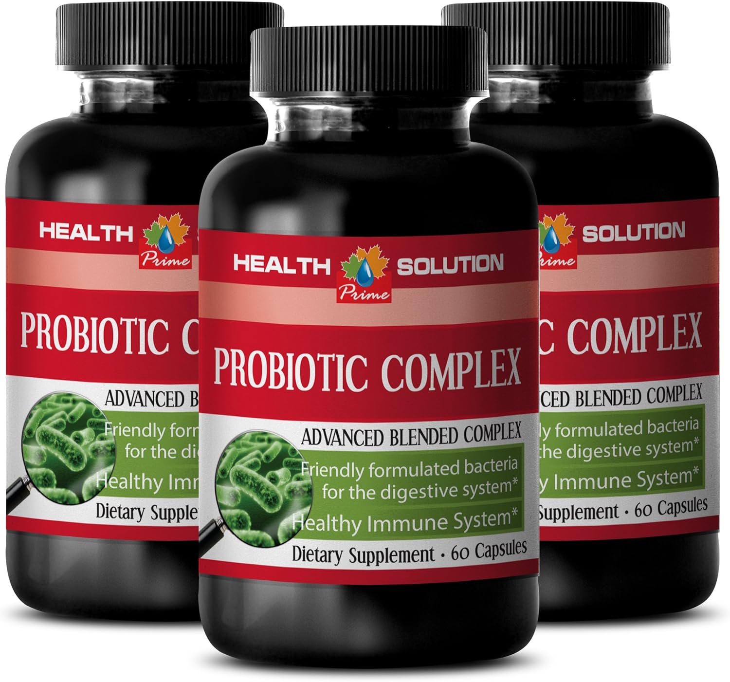 Probiotic with Fiber Supplement - PROBIOTIC Complex 550MG - Improve Mood (3 Bottles): Health & Personal Care