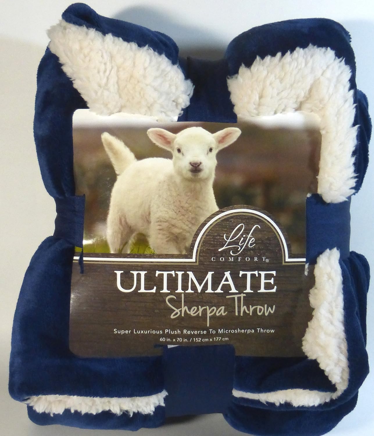 Life Comfort Ultimate Sherpa Throw Dark Blue Cream Blanket 60 Inch X 70 Inch Amazon In Home Kitchen
