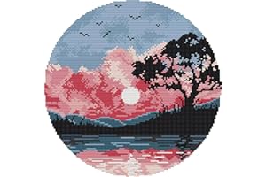 Svarog Stamped Cross Stitch Kits Beginners Full Range of Embroidery Patterns Starter Kits for Adult or Kids DIY Cross Stitches Needlepoint Kits 14CT-Sunset 2，12.2x12.2 inch