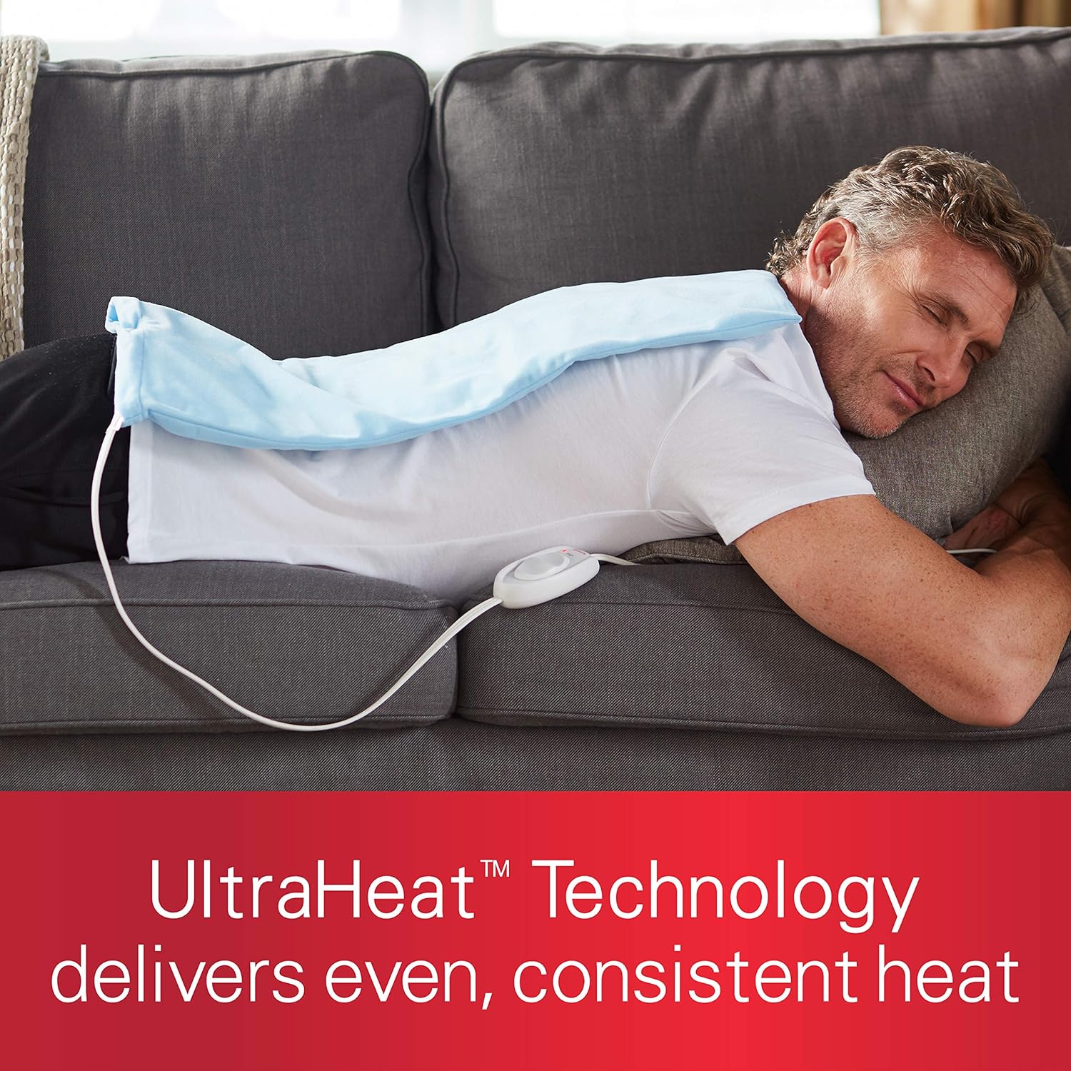 Sunbeam Heating Pad for Pain Relief | XL King Size UltraHeat, 3 Heat Settings with Moist Heat | Light Blue, 12-Inch x 24-Inch: Britton, Aldora: Health & Personal Care