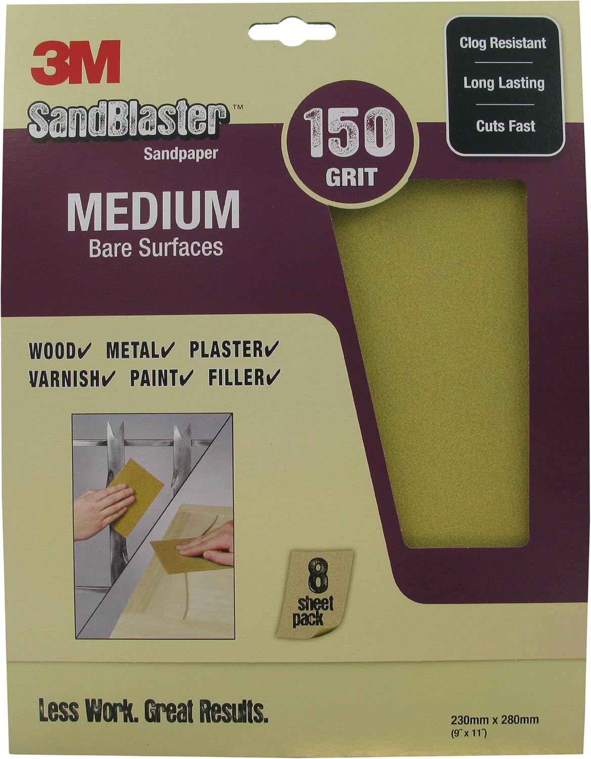 3M SandBlaster 28150 Medium P150 230 x 280mm Sandpaper Sheets with Bare