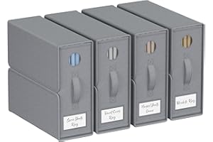 TRZZ 4-Pack Bed Sheet Organizers and Storage, Foldable Linen Bins with Window and Labels, Bedding Holder for Queen/King Duvet Covers, Keeps Bedding Neatly Organized and Accessible (Grey)