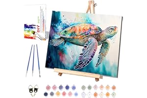 XACKCME Sea Turtle Paint by Numbers for Adults with Framed Canvas-with Wooden Easel,Turtle Paint by Number on Canvas,DIY Acrylic Oil Painting Kits with Brushes Nice Gift Box for Home Wall Decor(16x20inch)