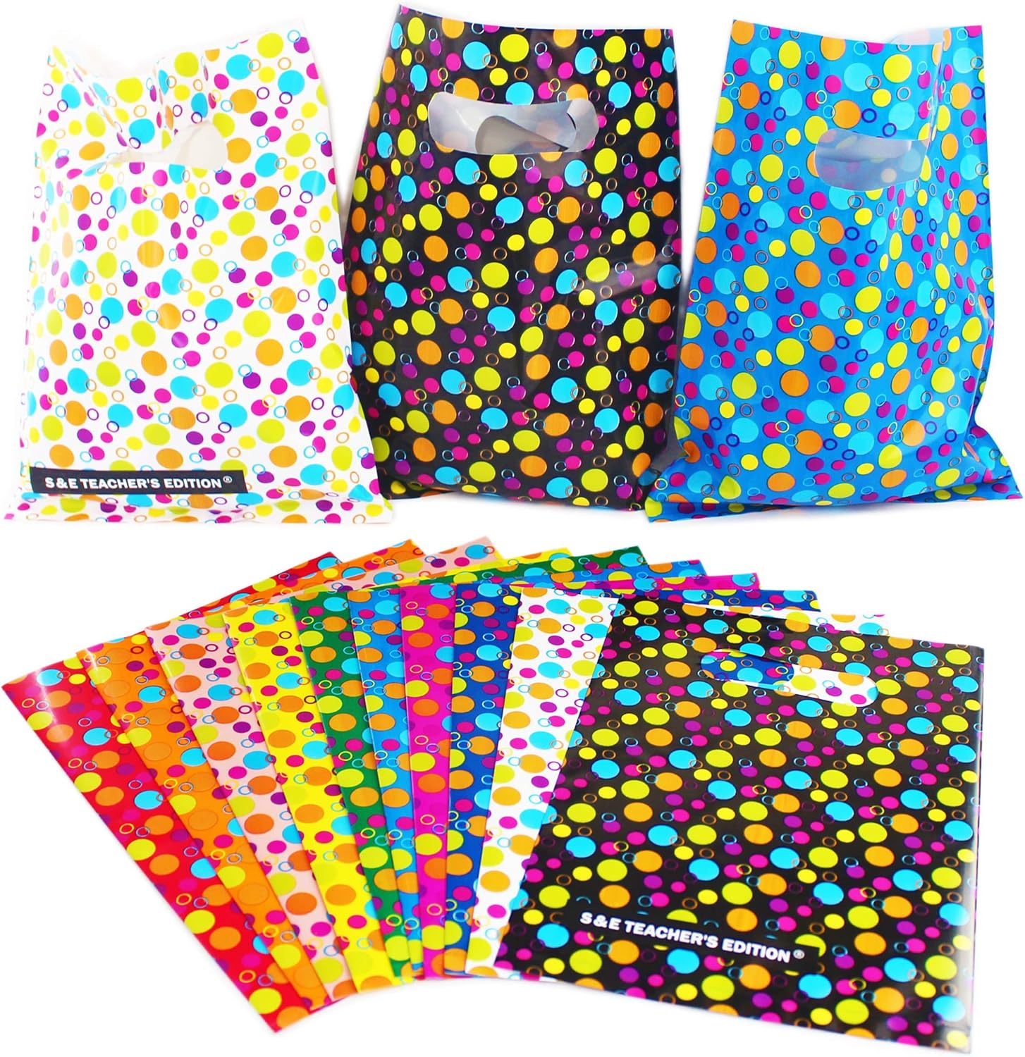 S & E TEACHER'S EDITION Party Favor Bags 50 Pcs, Assorted Plastic Goody Bags, for Party: Toys & Games
