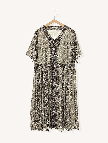 Amazon Co Jp エヘカソポ Ehka Sopo ポリジョーゼット小花柄前開きワンピース ブラック M 服 ファッション小物