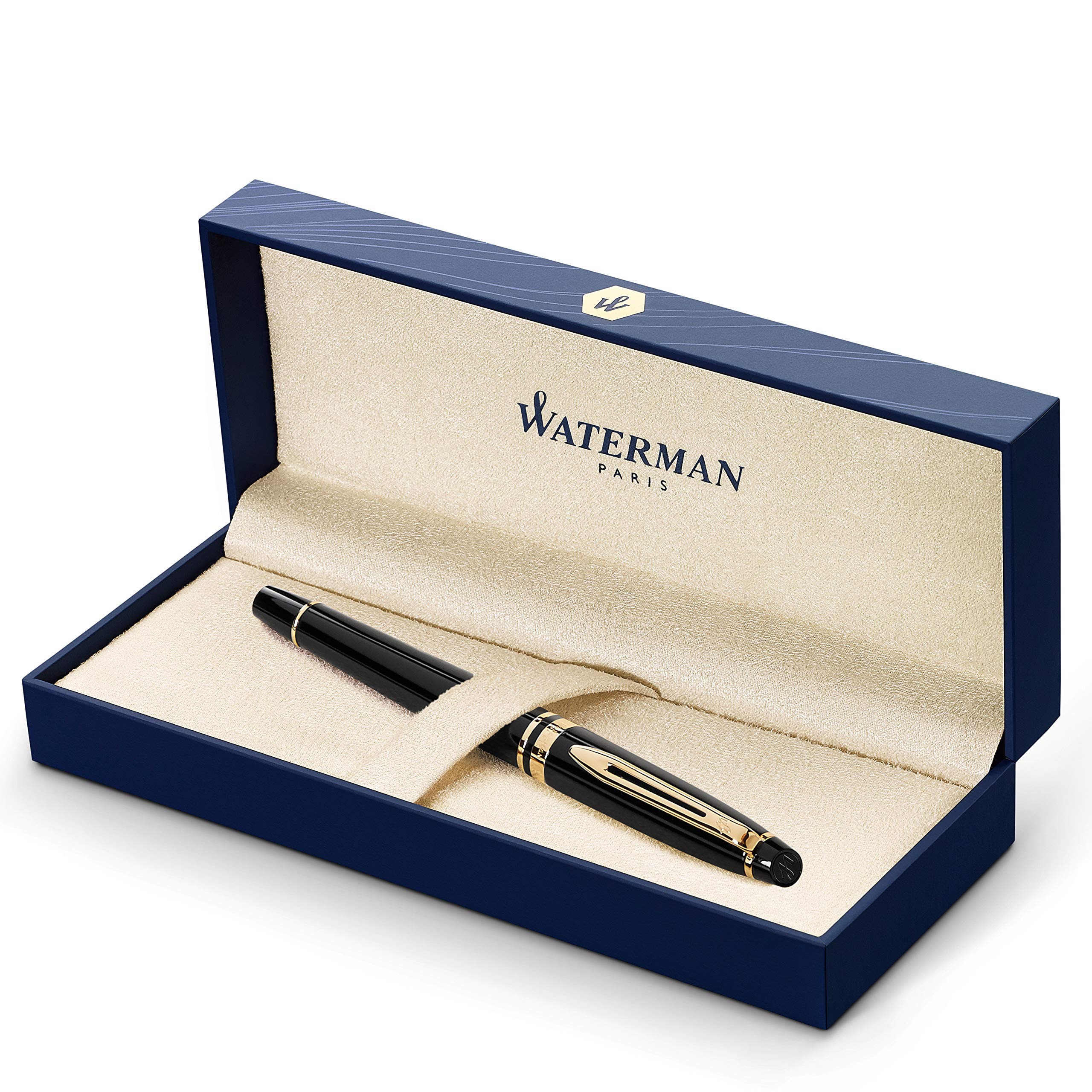 Waterman Expert Fountain Pen | Gloss Black with 23k Gold Trim | Fine Nib | Gift Box — image 1