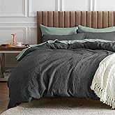 Bedsure Waffle Comforter Set Queen, Charcoal Soft Bedding, Waffle Weave Bed Set, 3 Pieces, 1 Comforter (90"x90") and 2 Pillow Shams, Cotton Shell and Polyester Lining for All Seasons