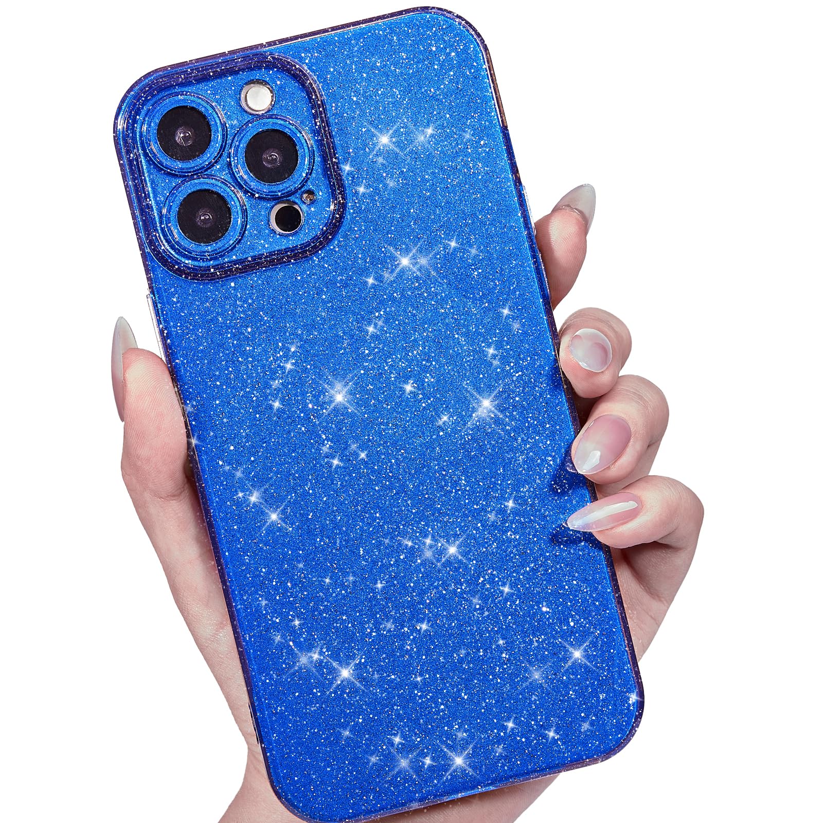 Photo 1 of LoeoeL for iPhone 16 Pro Max Case Glitter, Sparkly Thin Slim Soft Silicone Bling Sparkle Phone Case for Women Girls, Girly Cute Glittery Shiny Jelly Bright Rubber Gel Hard Plastic Cover, Royal Blue