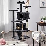Yaheetech 138.5cm Cat Tree Tower Multilevel Activity Tree Black view 3